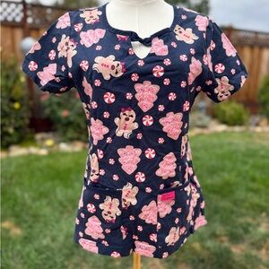 Betsey Johnson Gingerbread Christmas Scrub Top